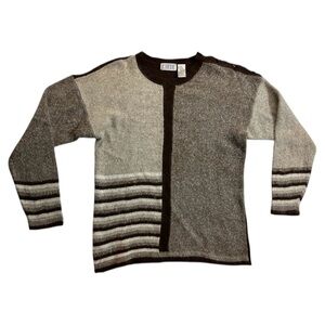 Vintage 80’s De Rothchild Sweater Silk Angora Wool Small Brown Striped